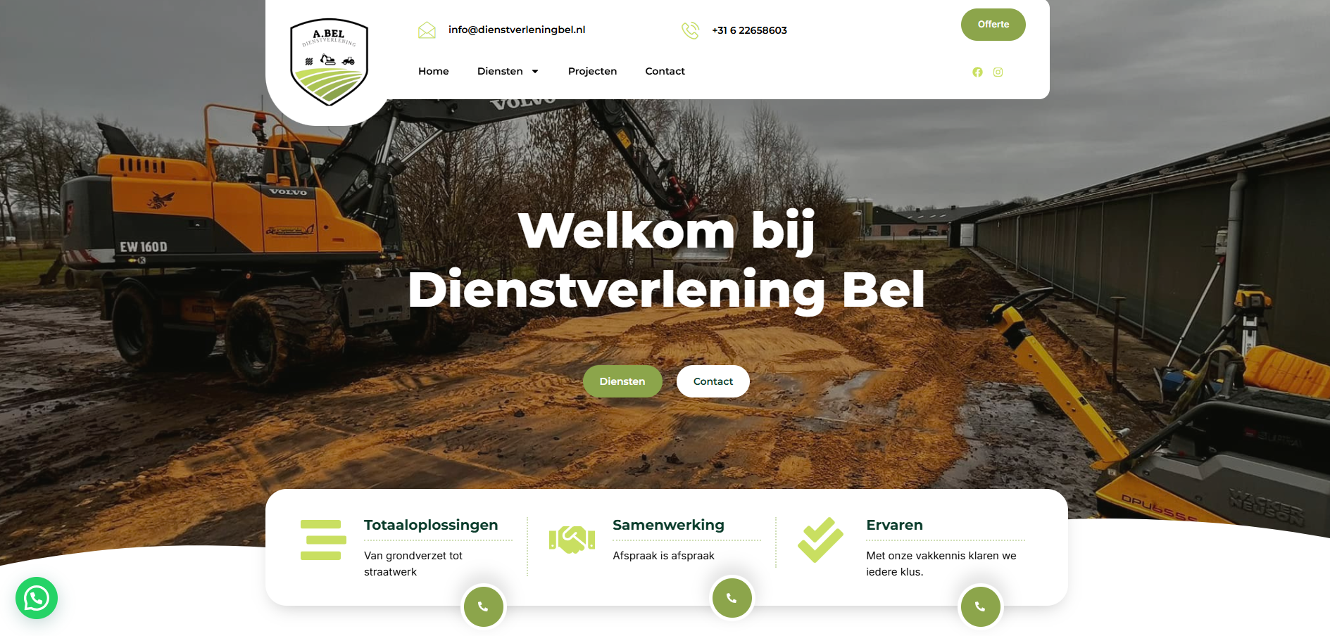 Dienstverlening Bel - Website door De Website Brigade